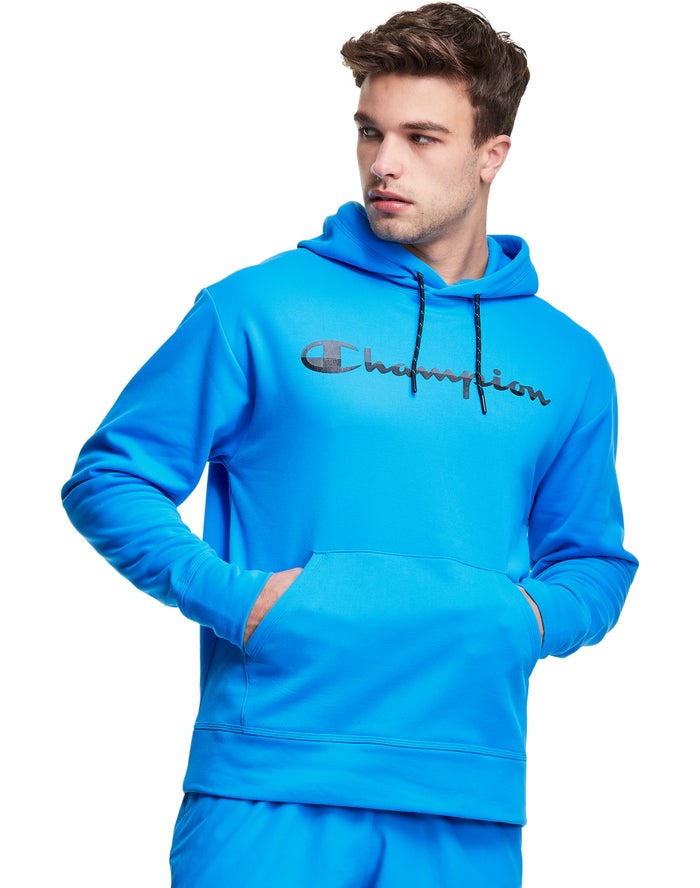 Champion Hoodie Heren - Blauw - Game Day Script Logo ( 158407-XMT )